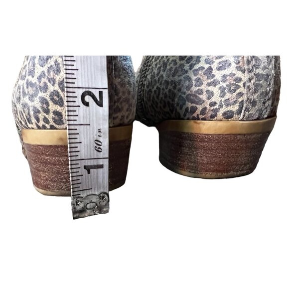Lucky Brand Basel Leather Fur Cheetah Print Ankle Boots Sz 6 M Womens 1" Chunky - Picture 14 of 16